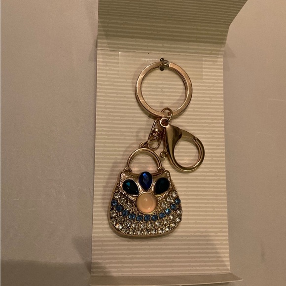 Bling Blue Rhinestone Purse Key Chain with Clip NIB GIFTABLE - Picture 2 of 5